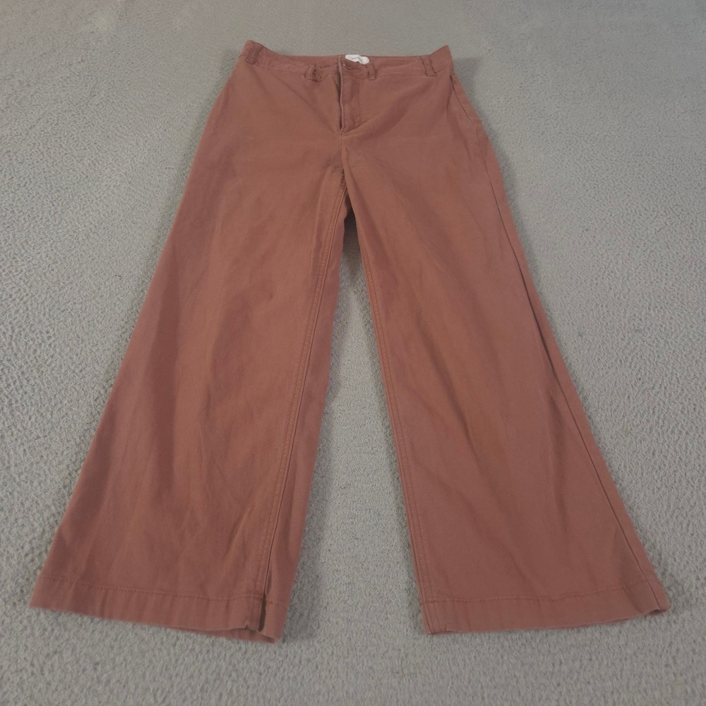 Old Navy Pants Womens 2 Brown Slim Wide Leg High-Waisted Chinos Cotton Stretch